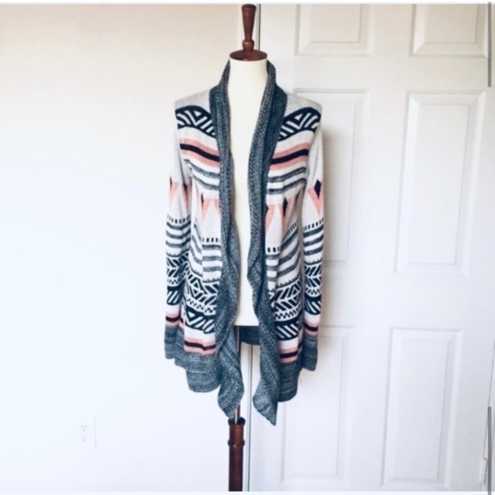 Trillium Cardigan Boho Long Sleeves Gray Peach Pink S - Picture 6 of 7